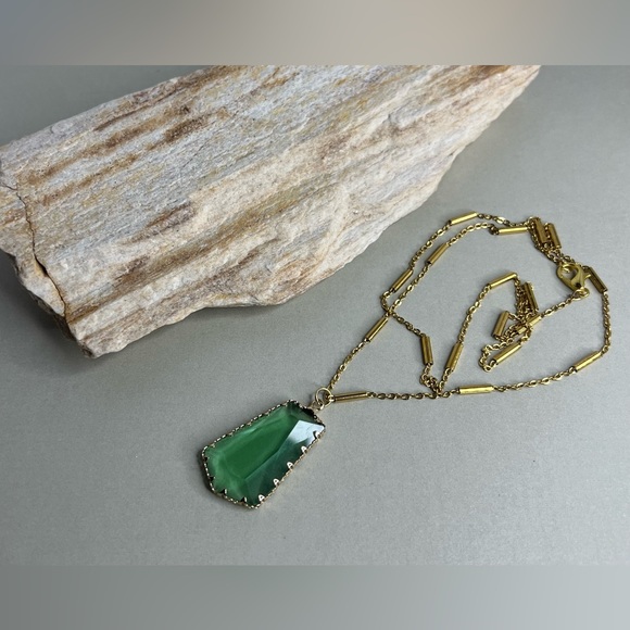 Bohemian Green Crystal Long Necklace - Stylish Large Crystal Necklace - Picture 1 of 14